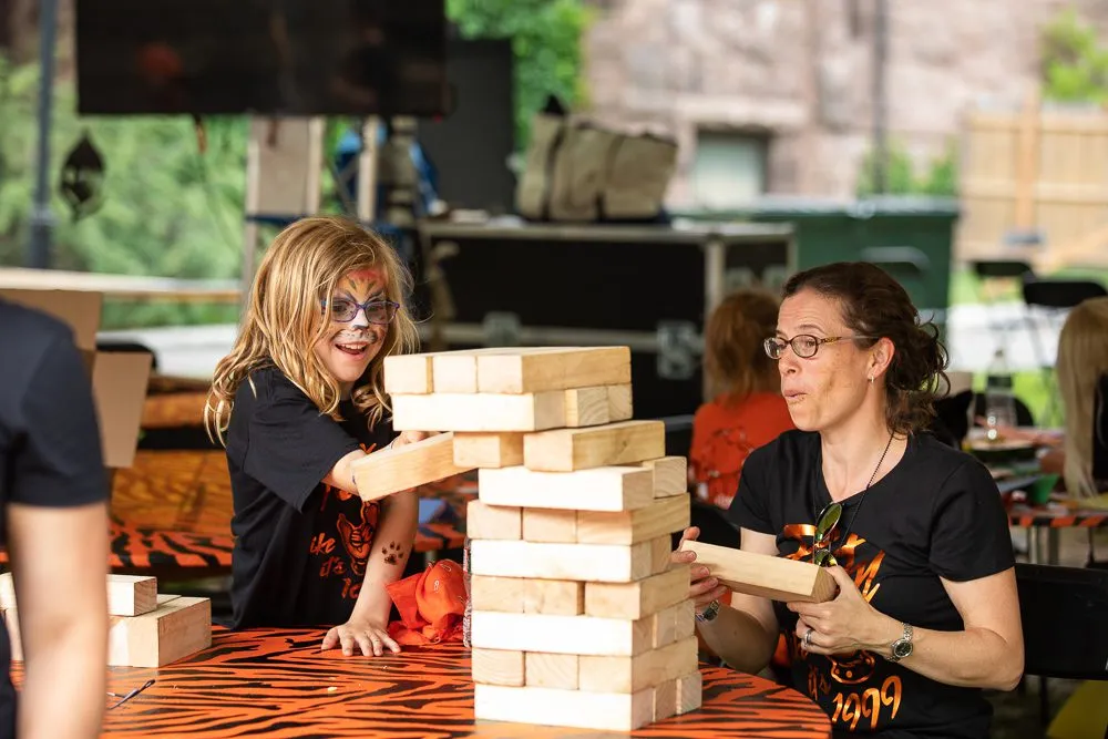 Tiger Cubs play Jenga at Tiger Camp